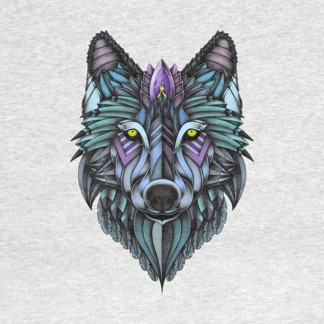 Ornate Wolf (colored) by Psydrian